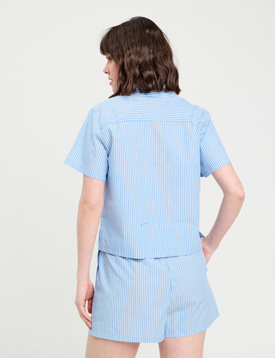 Chemise manches courtes bleu femme