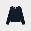 Pull col rond manches longues bleu marine femme