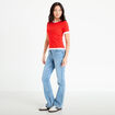T-shirt ajust&eacute; col rond manches courtes rouge femme
