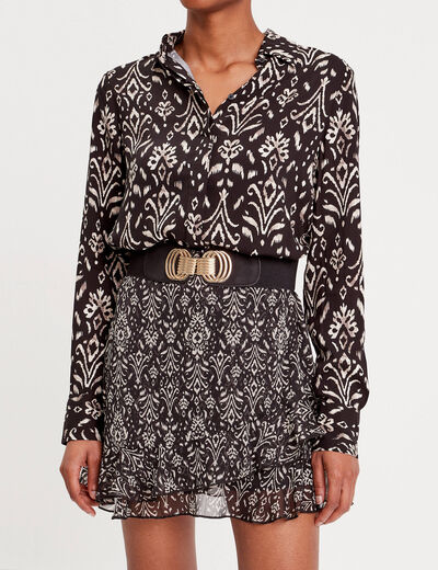 Ceinture élastiquée large noir femme