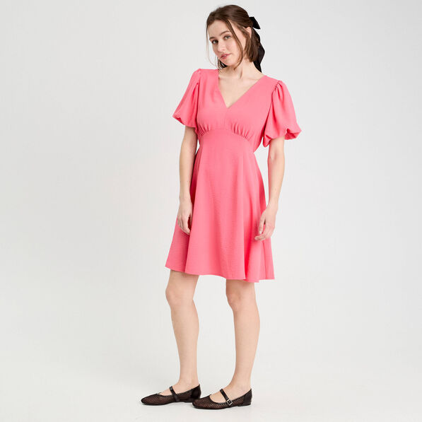 robe trapeze manches courtes rose vif femme Robe trapèze manches courtes rose vif femme