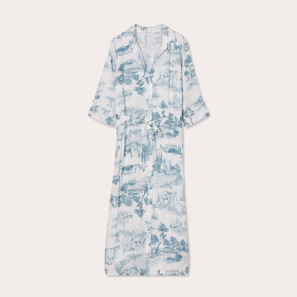 Robe chemise longue droite ecru femme