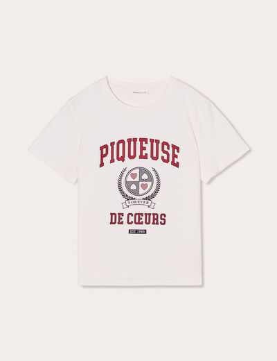 T-shirt manches courtes ecru femme