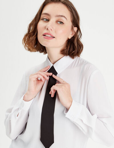 Chemise avec cravate ecru femme