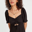 Robe droite avec noeud noir femme