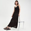 Robe longue évasée noir femme
