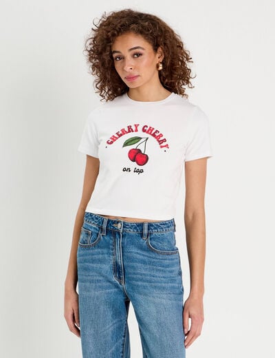 T-shirt cropped blanc femme