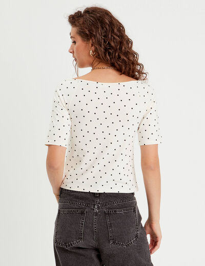 T-shirt col bateau blanc femme