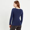 T-shirt uni à manches longues bleu foncé femme