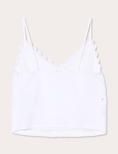 Débardeur cropped crochet blanc femme