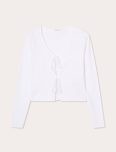 Gilet avec broderie blanc femme