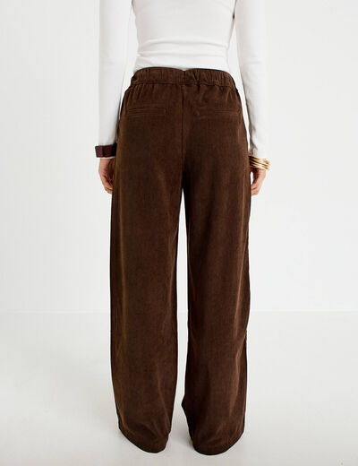 Pantalon bootcut taille standard velours marron fonc&eacute; femme