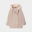 Manteau droit avec capuche beige femme