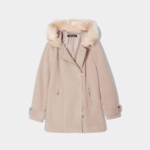 manteau droit avec capuche beige femme Manteau droit avec capuche beige femme