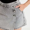Jupe-short droite en jean denim gris femme