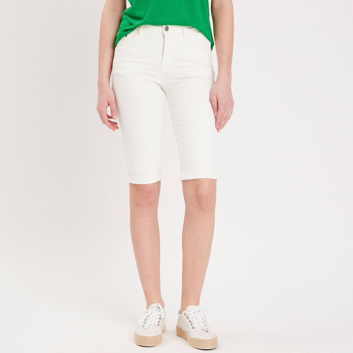 Pantacourt blanc femme