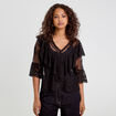 Blouse manches 3/4 dentelle noir femme