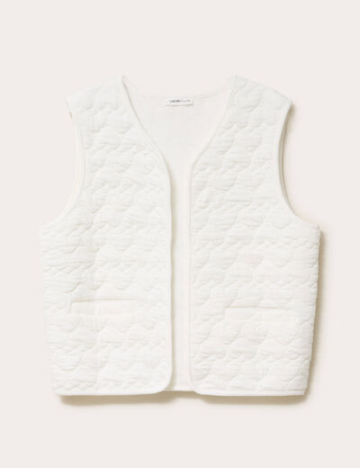 Gilet matelass&eacute; sans manches ecru femme