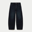 Jean barrel taille haute denim brut femme