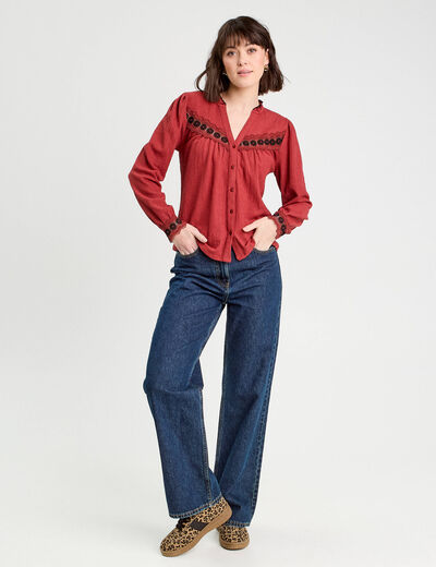 Blouse manches longues vieux rose femme