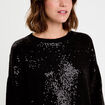 Pull manches longues avec sequins noir femme