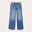 Jean wide leg taille basse broderie denim stone femme