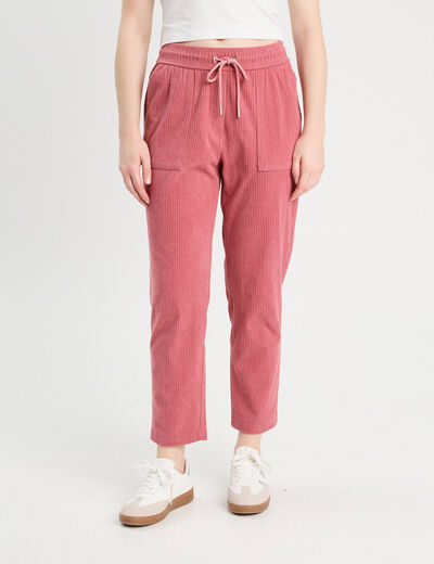 Pantalon slouchy velours vieux rose femme