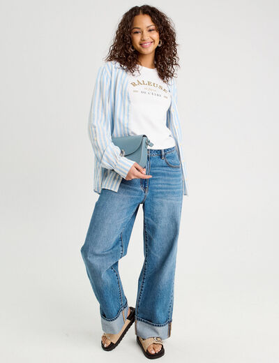 T-shirt cropped cintré blanc femme