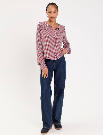 Blouse col claudine bordeaux femme