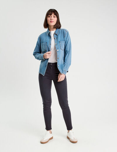 Jeans slim 5 poches bleu marine femme