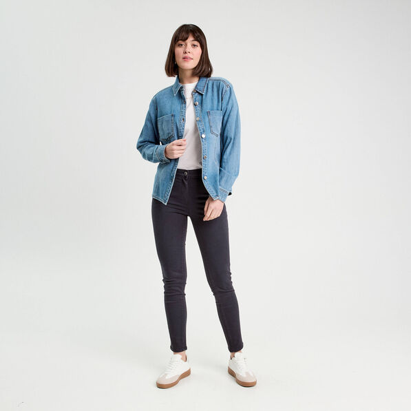 Jeans slim 5 poches bleu marine femme