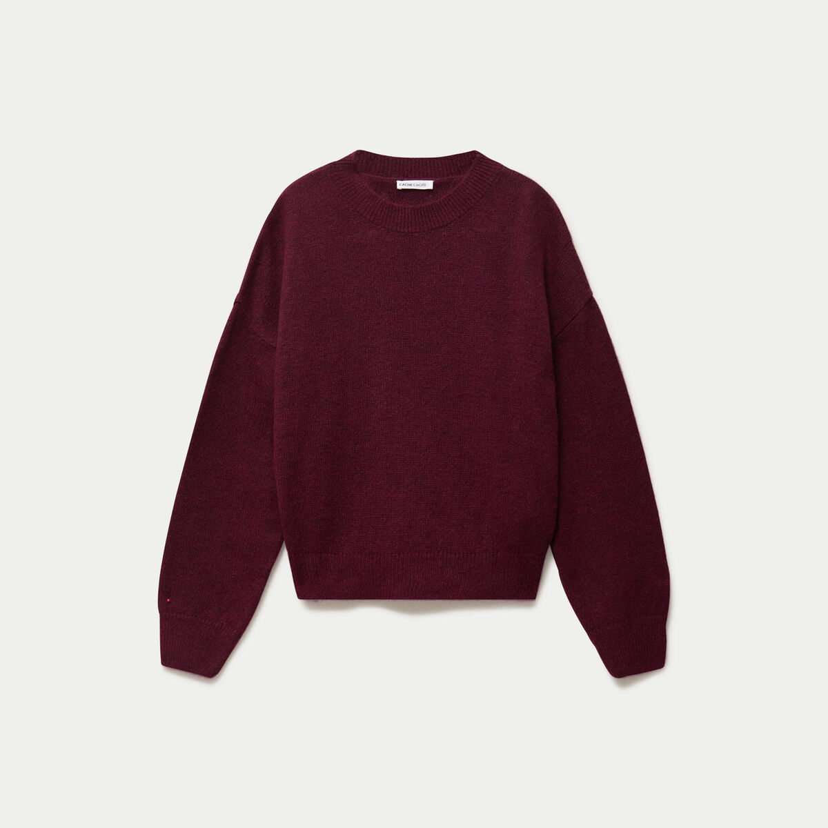 Pull col rond manches longues bordeaux femme