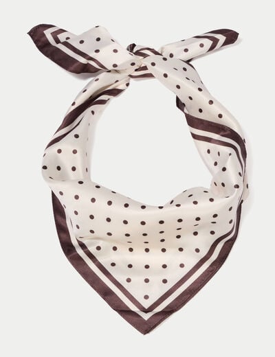 Foulard aspect satin&eacute; soyeux ecru femme