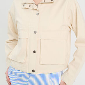 Veste droite col montant ecru femme