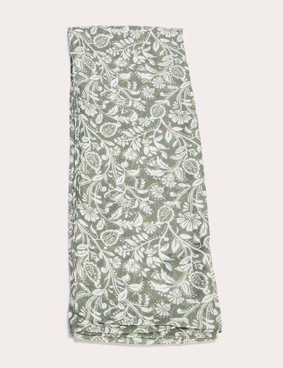 foulard en polyester recyclé vert kaki femme