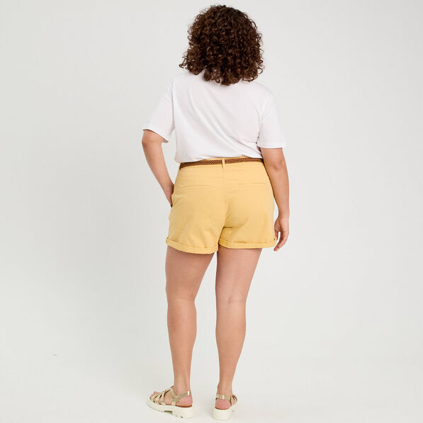 short chino ceinture jaune clair femme Short chino ceinturé jaune clair femme