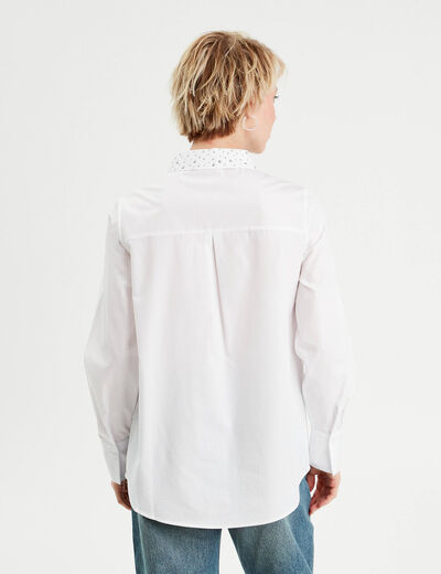 Chemise manches longues clous ecru femme