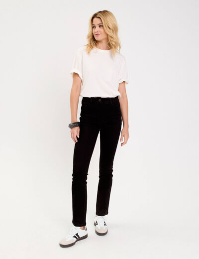 Jean regular taille standard denim noir femme