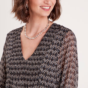 Robe trapèze col en V noir femme
