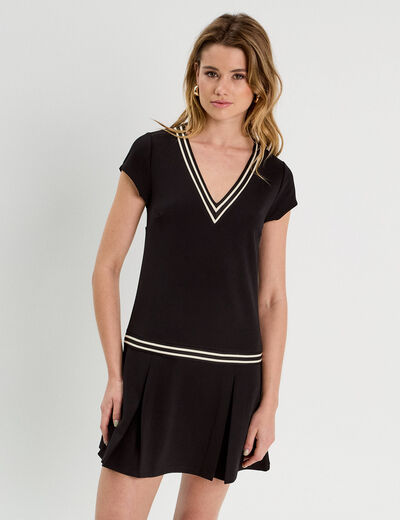 Robe évasée avec bandes noir femme