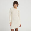 Robe pull d&eacute;tails de boutons ecru femme