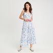 Robe longue évasée bleu roi femme