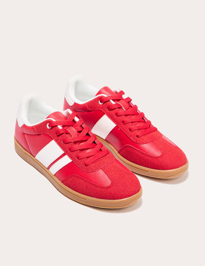 Baskets basses à lacets rouge femme