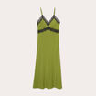 Robe longue ajustée dentelle vert foncé femme