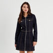 Robe droite zipp&eacute;e en jean denim brut femme