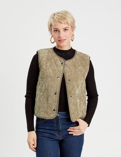 Gilet sans manches velours vert femme