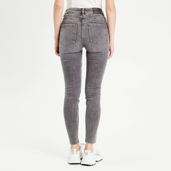 Jeans skinny taille haute denim gris femme