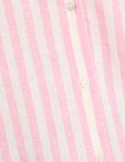 Chemise manches longues contenant du lin rose clair femme