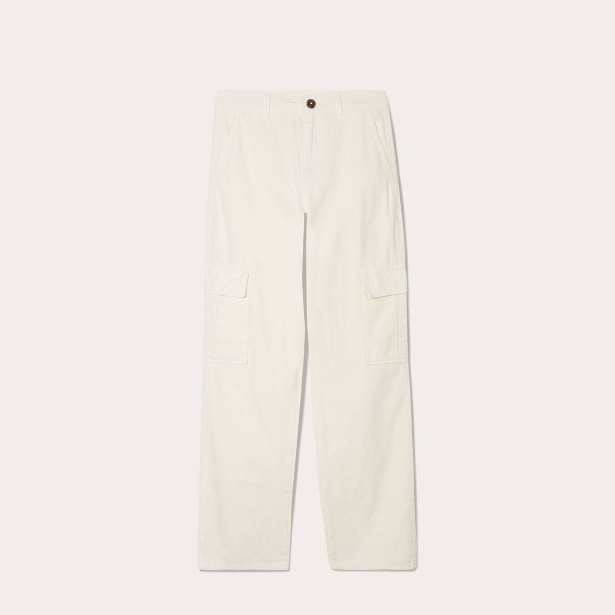 Pantalon large cargo ecru femme