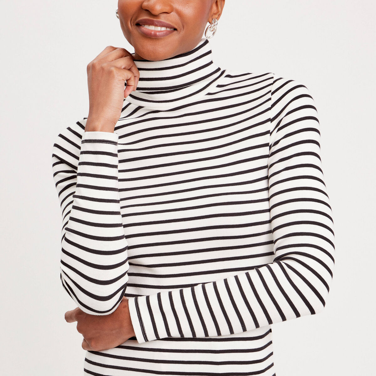 T-shirt col roulé blanc femme